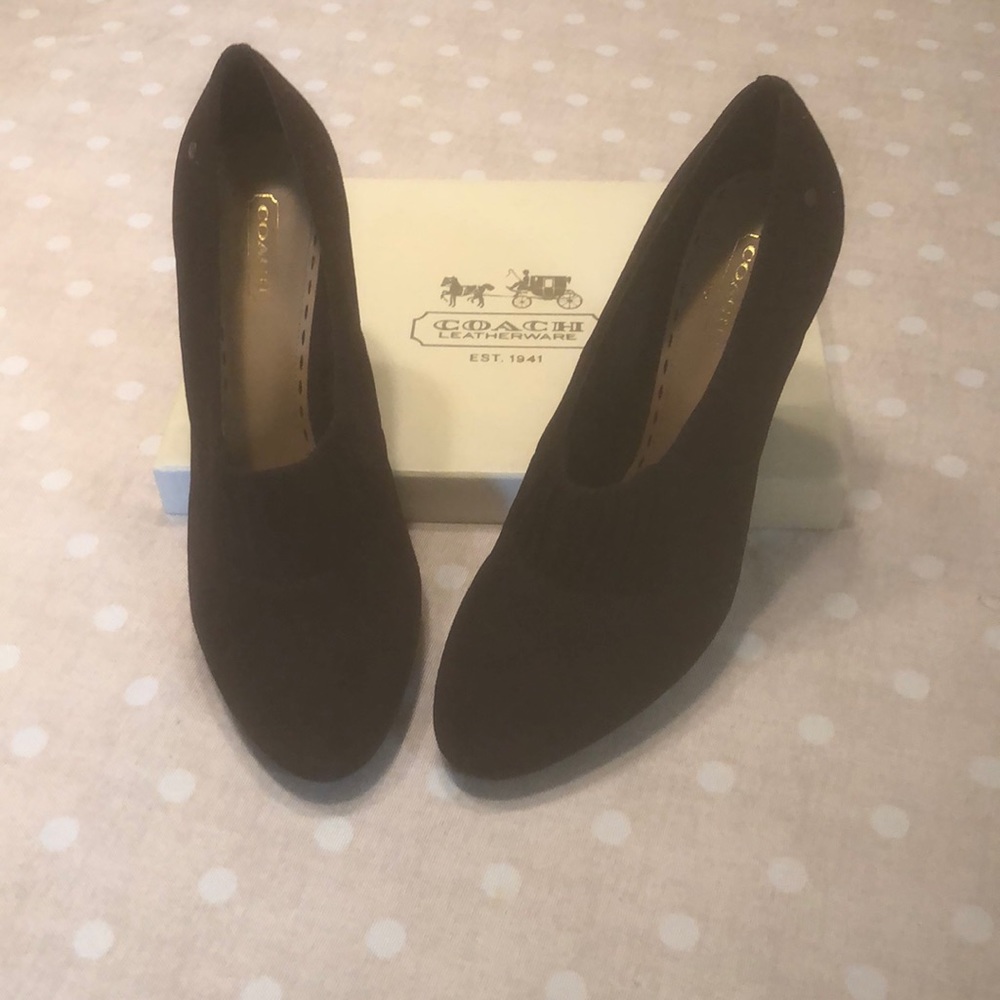 Coach chocolate brown kid suede shoes